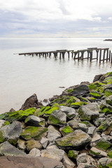 Old wooden Pier in the coast of Punta Alta, Buenos Aires, Argentina