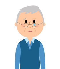 シニア男性　泣く