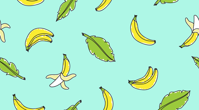 hand drawn bananas seamless pattern
