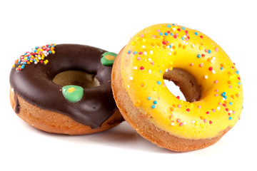 two glazed donut isolated on white background