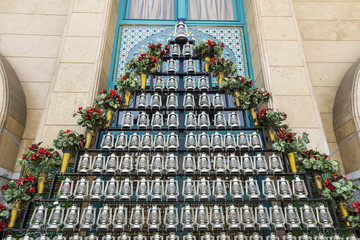 kerosene lamps in front of a mosque, as a symbol of mourning of Imam Husayn martyrdom in the Battle...