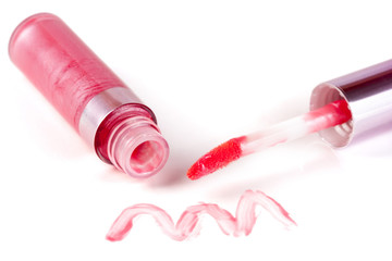 pink lip gloss isolated on white background