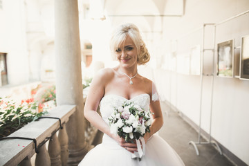 Romantic portrait of a beautiful blonde. Photo on sunny day with bright colors