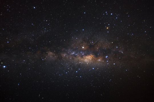 Milky way galaxy with stars and space dust in the universe, Long exposure photograph, with grain.