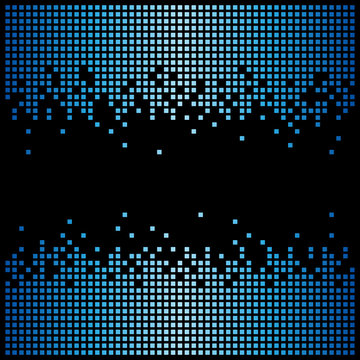 Pixel Background Texture In Blue With Copy Space. Vector Light Bitmap Pattern Backdrop And Message Space. 