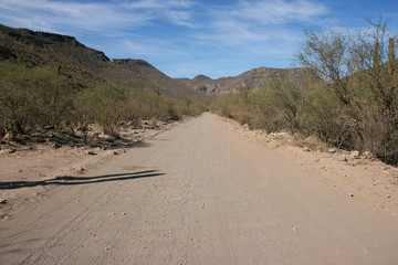 Long distance cycling on remote and deserted gravel roads, Baja California Sur, Mexico