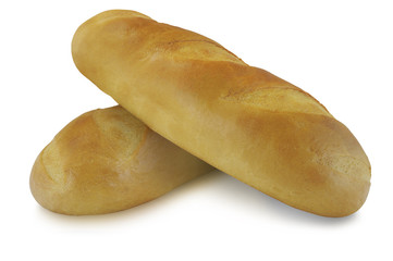 Two Long loafs of bread isolated on white background
