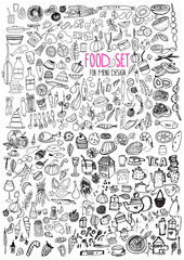 Fototapeta na wymiar Hand drawn food elements. Set for menu decoration. 