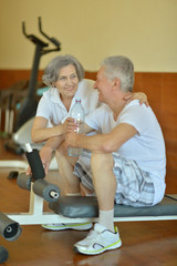 Elderly in sportswear practice sports