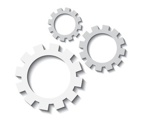 Cogs icons working together in shades of blue. Vector presentation symbols and design elements.