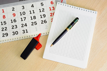 close-up calendar. concept planning, count the days, time management