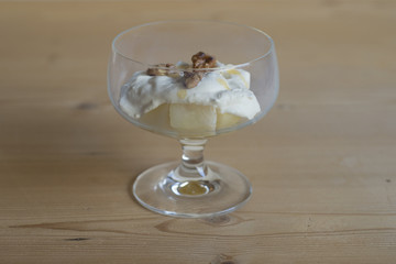 dessert with fruit and cream