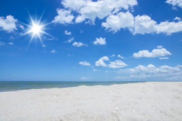 cloud on blue sky over the beach.