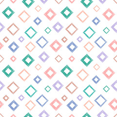Seamless vector geometrical pattern with rhombus, squares. endless background with hand drawn textured geometric figures. Pastel Graphic illustration Template for wrapping, web backgrounds, wallpaper
