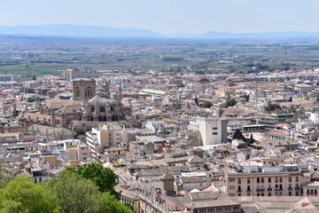 Fototapeta na wymiar View over Granada from Alhambra Palace, Granada, Spain
