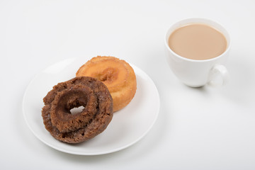 Chocolate donuts and coffee