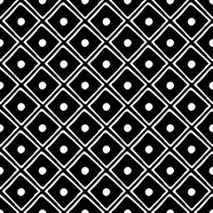 Seamless vector pattern. Black and white geometrical background with hand drawn decorative tribal elements. Print with ethnic, folk, traditional motifs. Graphic vector illustration.