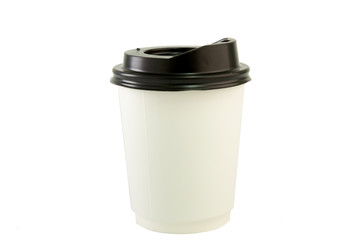 Disposable coffee cup isolated on white background with clipping path