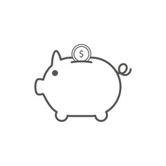 Simple Business and  Finance Vector Flat Icon. Classic pink piggy as coin keeper. Flat style icon. 
