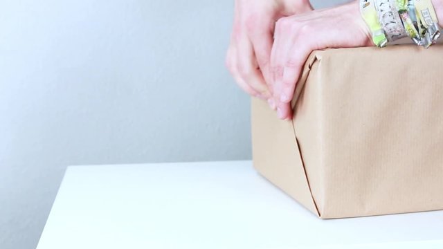 Man packing package