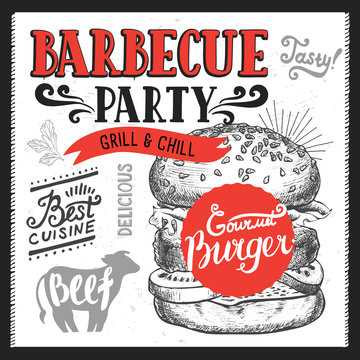 Barbecue party invitation.