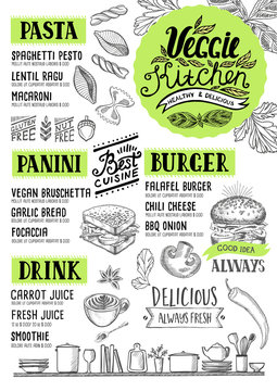 Vegan menu restaurant, food template.