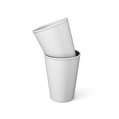Mockup coffee white paper cup isolated on white background. Blank space for text, logo and other print branding design. 3d render