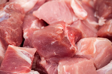 Fresh meat cut into pieces for shish kebab