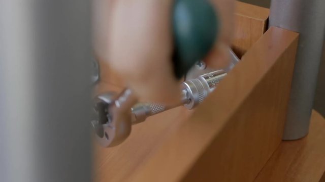 Furniture assembly with socket wrench