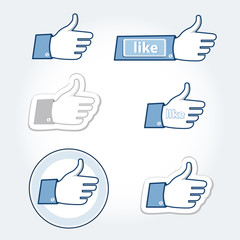 Like thumbs up icon set vector illustration