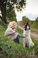 Woman having fun with her dog