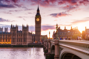 London Houses of Parliament Big Ben and Westminster Bridge