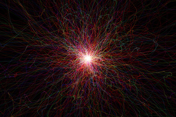 electric multicolored fractal on a black background