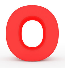 letter O 3d red isolated on white