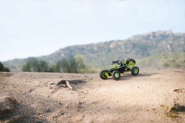 Radio-controlled car on the sand. Close up © carlosobriganti