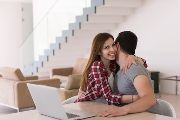 happy young couple buying online