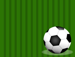 Football / soccer Ball Isolated on Green Background with Space for Your Text.