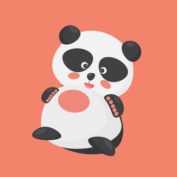 A portrait of a cute panda happily sitting.