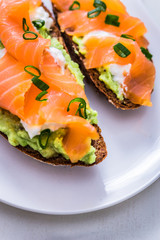 Canapes with smoked salmon and cream cheese