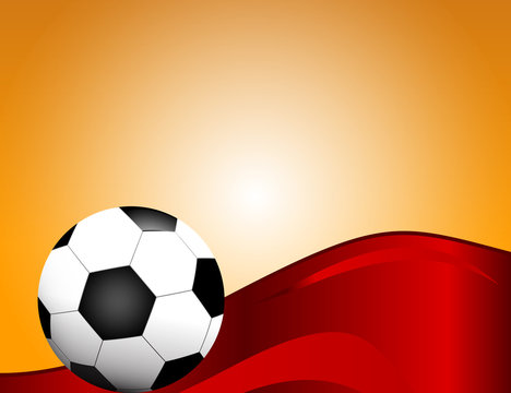 Football / soccer Ball Isolated on Red Background with Space for Your Text.