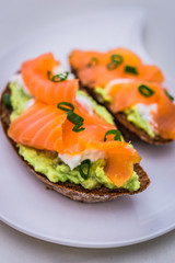 Canapes with smoked salmon and cream cheese