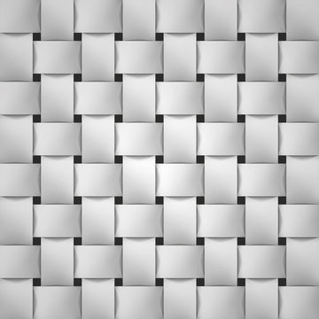 Volume realistic texture, wicker gray background, 3d geometric pattern, design vector 