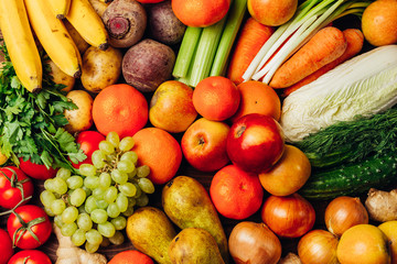 Colourful fruits and vegetables background