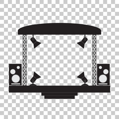 Concert stage and musical equipment. - obrazy, fototapety, plakaty