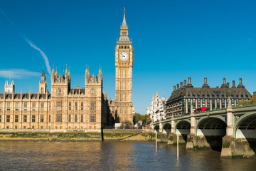 London Houses of Parliament Big Ben and Westminster Bridge