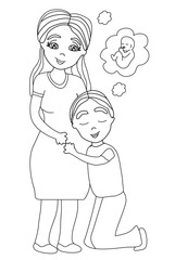 Man hugs a pregnant woman