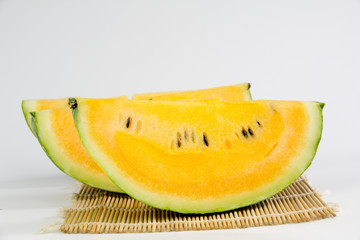 fruit Slice of watermelon on white background
