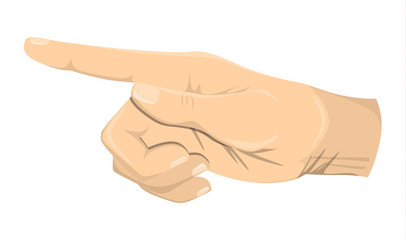 Isolated pointing hand sign on white background.