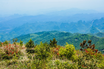 Mountains scenery with blue sky background  in summer 