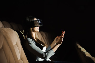 Young Beautiful Woman Using VR